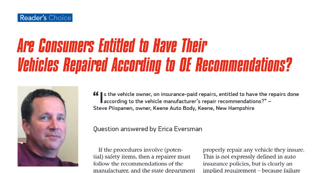 Are Consumers Entitled to Have Their Vehicles Repaired According to OE Recommendations?